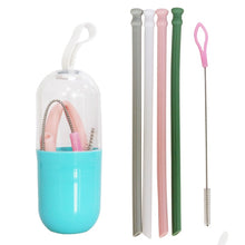 Load image into Gallery viewer, Foldable Silicone Collapsible Straw with Case