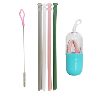 Foldable Silicone Collapsible Straw with Case