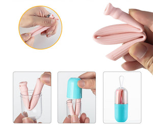 Foldable Silicone Collapsible Straw with Case